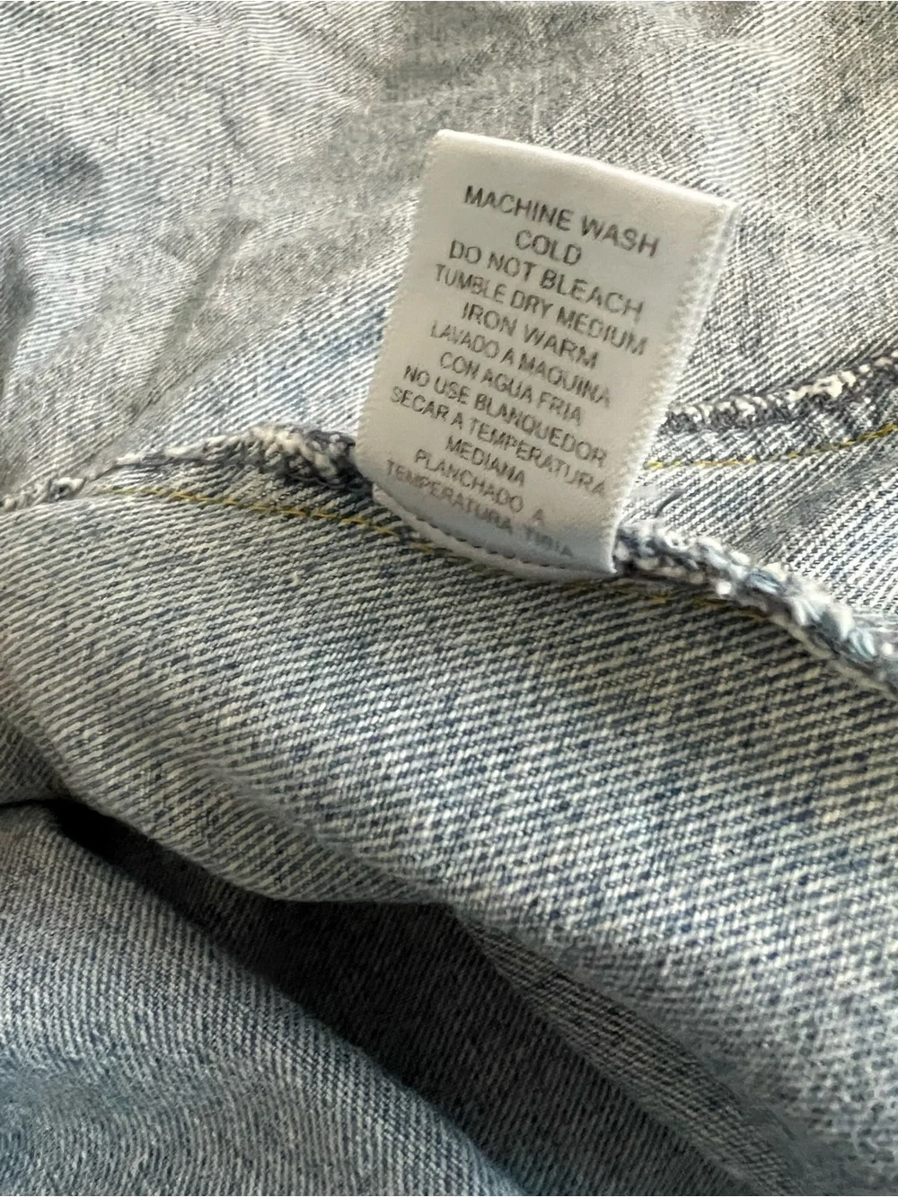 Love Tree Size S Blue Distressed Long Sleeve Denim Jacket Hip Length